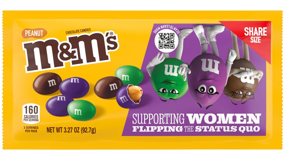The female M&M’s flipped upside-down represent how women "are flipping how they define success," M&M said. (Credit: Provided / M&M)