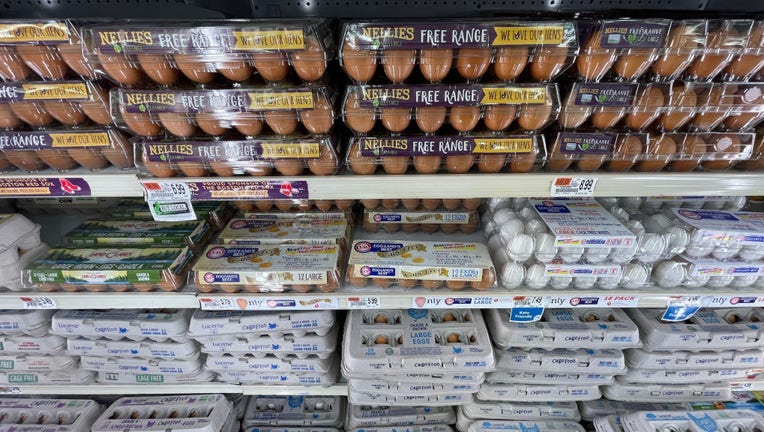 FILE - Eggs on display at Shaw's grocery store on Jan. 31, 2023, in Cohasset, Massachusetts. (Photo by Matt Stone/MediaNews Group/Boston Herald via Getty Images)