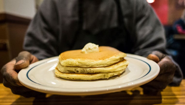 IHOP pancakes are pictured on March 1, 2022, in New York City. (Photo by Bill Tompkins/Getty Images)