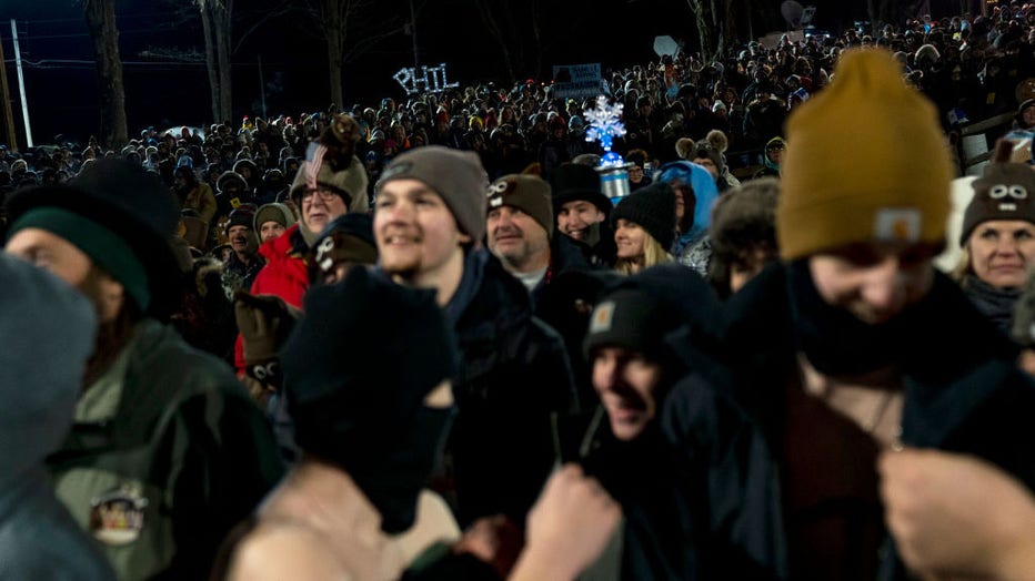 A crowd of people await to see Phil on Feb. 2, 2023, in Punxsutawney, Pennsylvania. Groundhog Day is a popular tradition in the United States and Canada. (Photo by Michael Swensen/Getty Images)