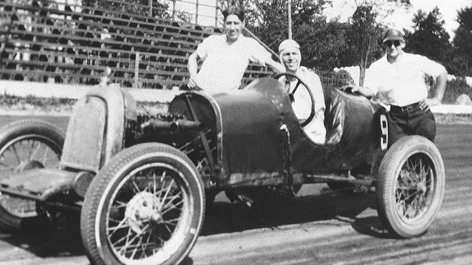 PIKEVILLE, MD - 1931: Bill France, Sr., was an early open-wheel race driver long before he embraced the future with full-bodied, stock cars. Here he shows off this Model T-based sprinter at a track in Maryland, in 1931. (Photo by ISC Archives/CQ-Roll Call Group via Getty Images)