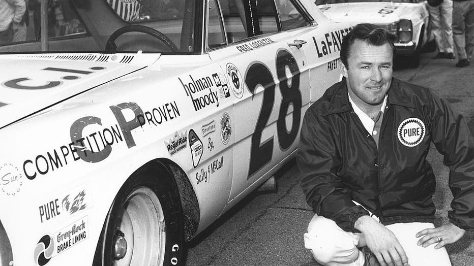 Fred Lorenzen before the start of the Daytona 500 on Feb. 14, 1965, in Daytona Beach, Florida. Lorenzen won in his Holman-Moody 1965 Ford Galaxy. (Photo by ISC Archives/CQ-Roll Call Group via Getty Images)