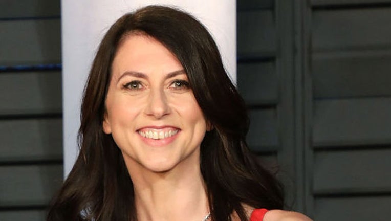 FILE - MacKenzie Bezos attends the 2018 Vanity Fair Oscar Party hosted by Radhika Jones at Wallis Annenberg Center for the Performing Arts on March 4, 2018, in Beverly Hills, California. (Photo by Taylor Hill/FilmMagic)
