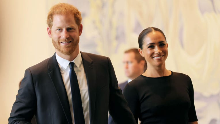 FILE - Prince Harry, Duke of Sussex and Meghan, Duchess of Sussex arrive at the United Nations Headquarters on July 18, 2022 in New York City. (Photo by Michael M. Santiago/Getty Images)