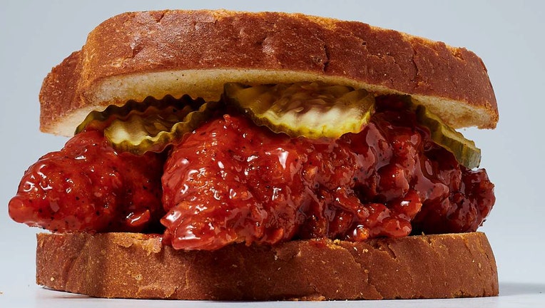 The new Nashville Hot Chicken Sandwich at Publix is pictured in a provided image. (Credit: Publix)