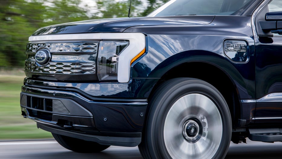 The F-150 Lightning Platinum is pictured in a media image. (Credit: Ford)