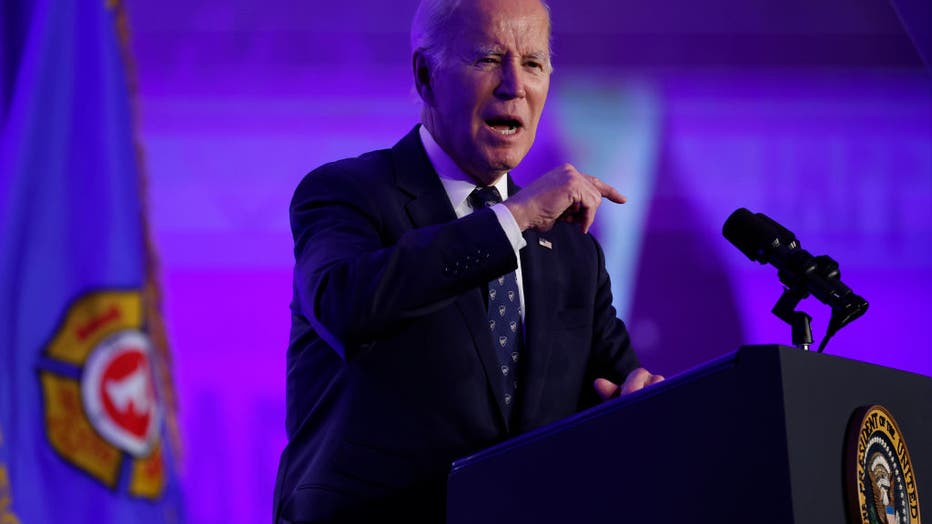 FILE - U.S. President Joe Biden addresses the International Association of Fire Fighters' legislative conference at the Hyatt Capitol Hill on March 06, 2023 in Washington, DC. (Photo by Chip Somodevilla/Getty Images)