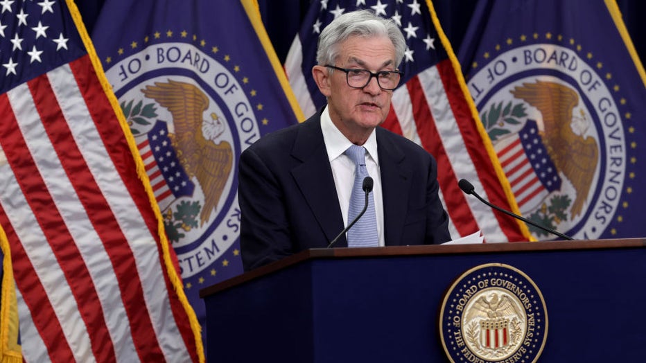 Federal Reserve Board Chairman Jerome Powell holds a news conference following a Federal Open Market Committee meeting at the Federal Reserve on March 22, 2023, in Washington, D.C. (Photo by Alex Wong/Getty Images)