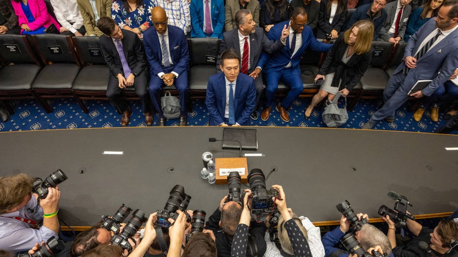 TikTok CEO Shou Zi Chew prepares to testify before the House Energy and Commerce Committee in the Rayburn House Office Building on Capitol Hill on March 23, 2023, in Washington, D.C. (Photo by Tasos Katopodis/Getty Images)