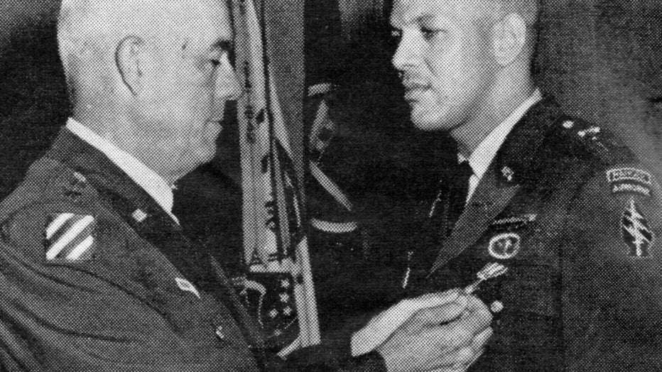 Then-Capt. Paris Davis is awarded a Silver Star on Dec. 15, 1965. Davis received the award for his actions during a battle in Bong Son, Republic of Vietnam, June 17-18, 1965. (Credit: U.S. Army photo)