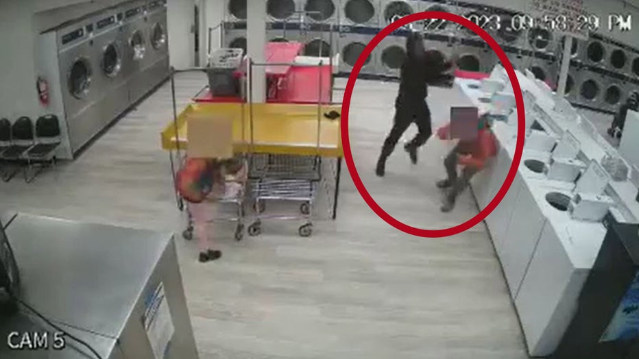A screengrab from video shared by police shows the suspect in all black during the attack, reported on March 22, 2023, at a laundromat in Nashville, Tennessee. (Credit: Metropolitan Nashville Police Department)