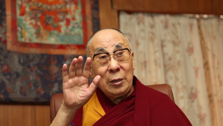 FILE - Tibetan spiritual leader the Dalai Lama speaks during the launch of the book Gandhi and Health @150’ which the Dalai Lama released at Mcleod Ganj on March 20, 2019, in Dharamshala, India. (Photo by Pallava Bagla/Getty Images)