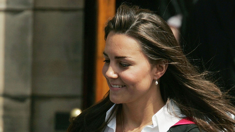 FILE - Kate Middleton leaves Younger Hall after her graduation ceremony, June 23, 2005, in St Andrews, Scotland. (Photo by Bruno Vincent/Getty Images)