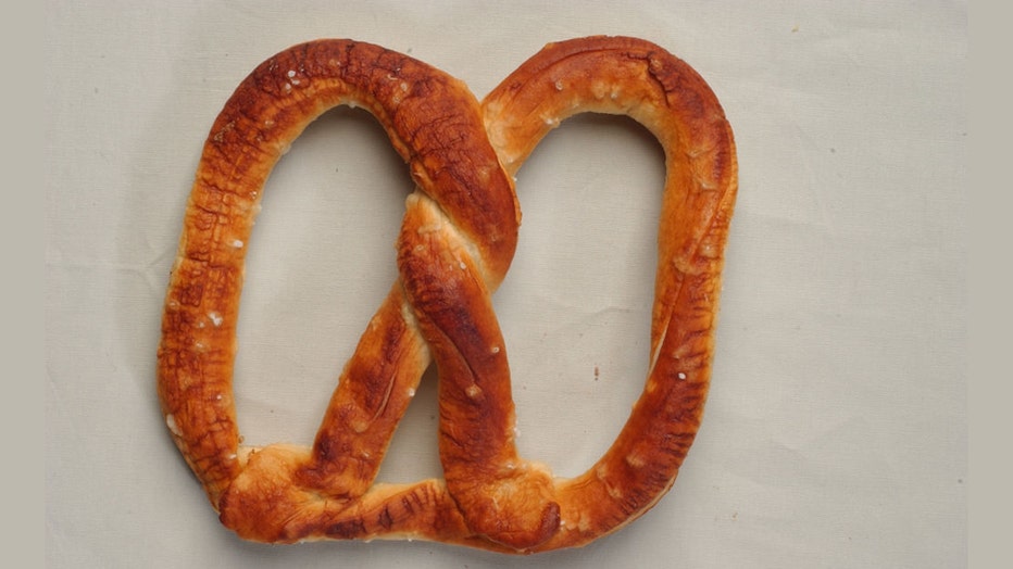 A soft pretzel is pictured in a file image. (Photo By Ben Hasty/MediaNews Group/Reading Eagle via Getty Images)