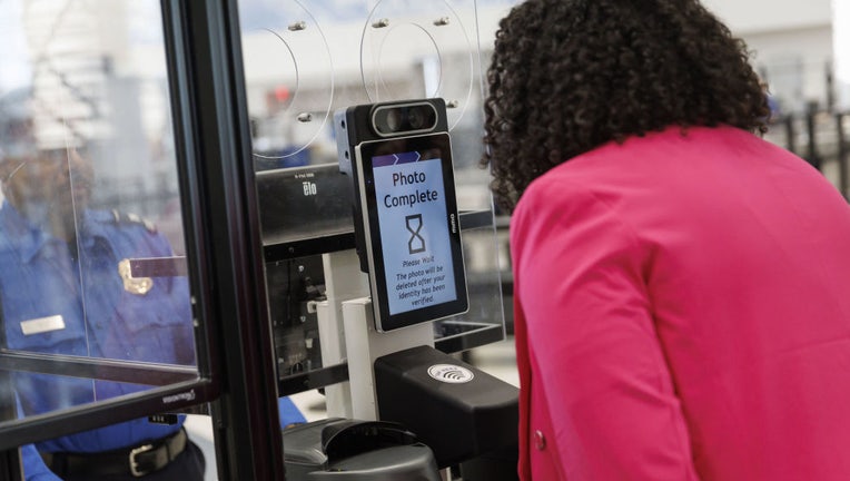 A Credential Authentication Technology (CAT-2) identity verification machine is demonstrated to a member of the media at a Transportation Security Administration (TSA) security checkpoint at Baltimore-Washington Airport (BWI) in Baltimore, Maryland, on April 26, 2023. Photographer: Ting Shen/Bloomberg via Getty Images