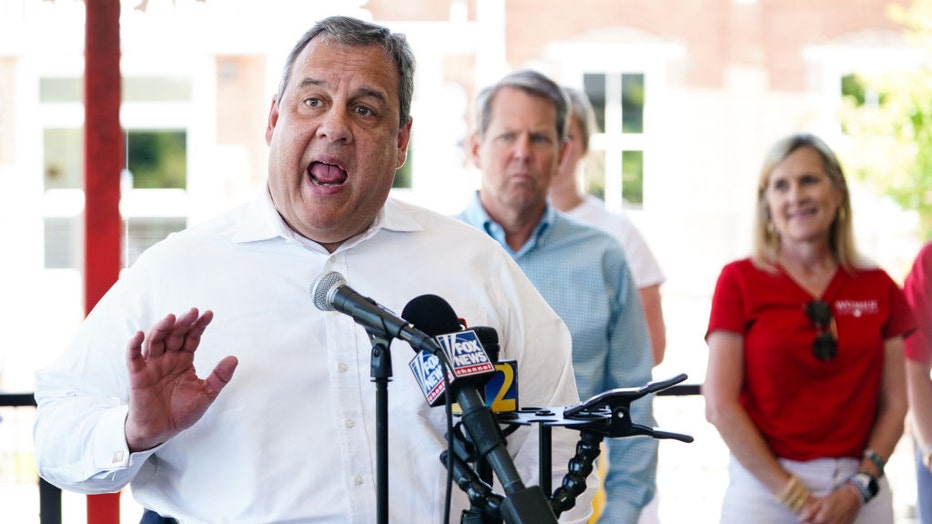 FILE - Former New Jersey Gov. Chris Christie speaks at a campaign event for Gov. Brian Kemp on May 17, 2022 in Canton, Georgia. (Photo by Elijah Nouvelage/Getty Images)
