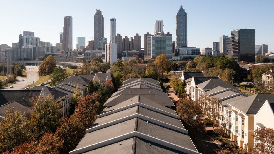 FILE - Housing in front of the Atlanta skyline in Atlanta, Georgia, on Nov. 13, 2022. Photographer: Elijah Nouvelage/Bloomberg via Getty Images