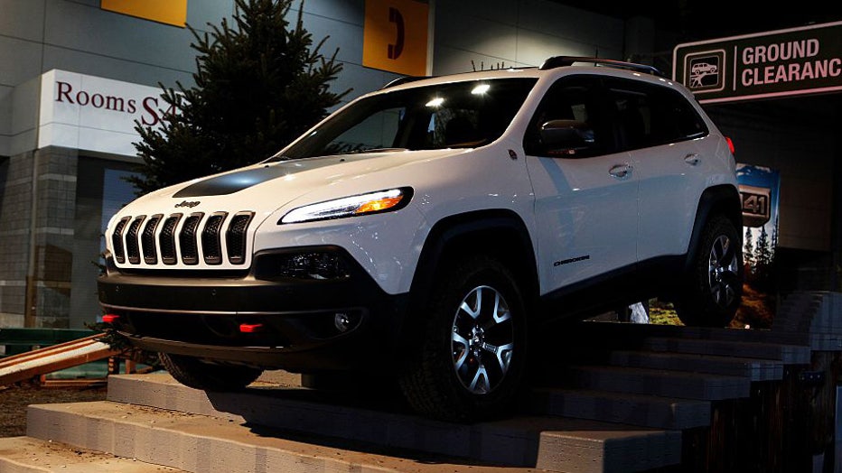 FILE - A Jeep Cherokee makes its way through the Camp Jeep Test Track at the 108th Annual Chicago Auto Show at McCormick Place in Chicago, Illinois on Feb. 11, 2016. (Photo By Raymond Boyd/Getty Images)