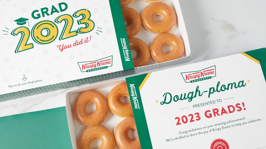 The free dozen doughnuts come in a special