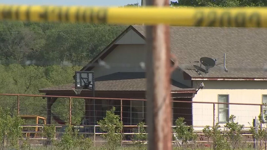 A screengrab from video shows a home on a rural property where the bodies were discovered near the town of Henryetta, Oklahoma. (Credit: KOKI-TV)