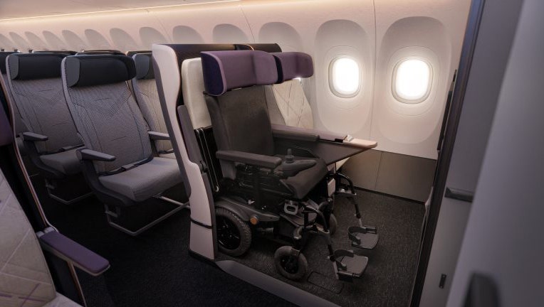 The new seat prototype is pictured in a provided image. (Credit: Delta)