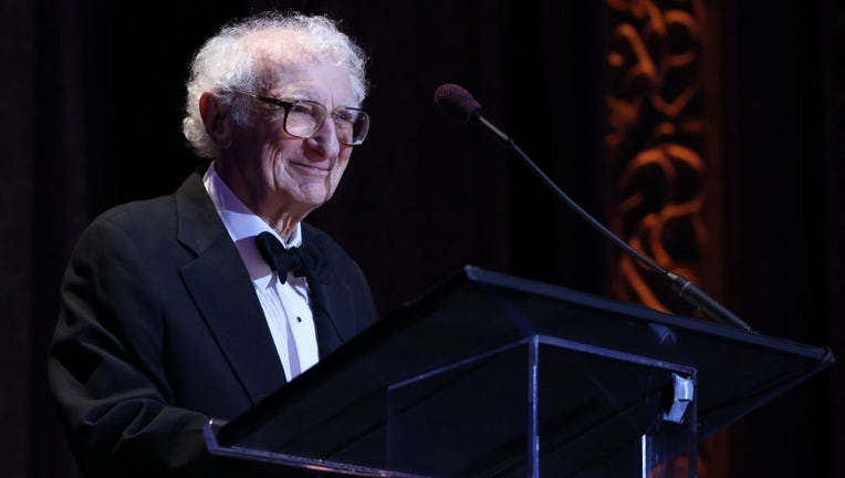 FILE - Sheldon Harnick on stage at the Dramatists Guild Foundation 2018 dgf: gala at the Manhattan Center Ballroom on Nov. 12, 2018, in New York City. (Photo by Walter McBride/Getty Images)