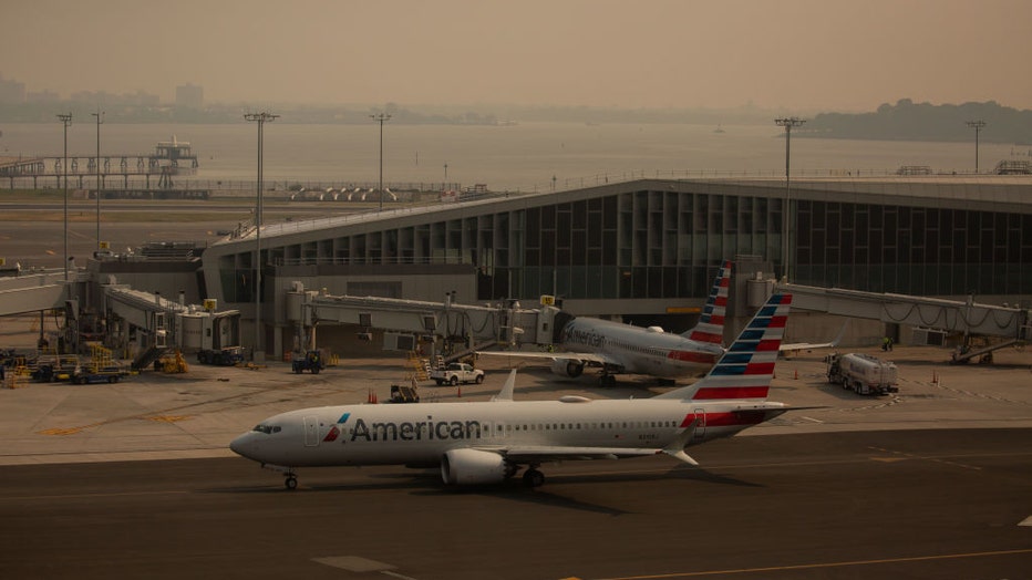 American Airlines planes at LaGuardia Airport (LGA) in the Queens borough of New York, US, on Thursday, June 8, 2023. Photographer: Michael Nagle/Bloomberg via Getty Images