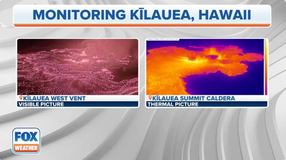 Cameras from the Kilauea volcano show active eruption on June 7, 2023.(FOX Weather)