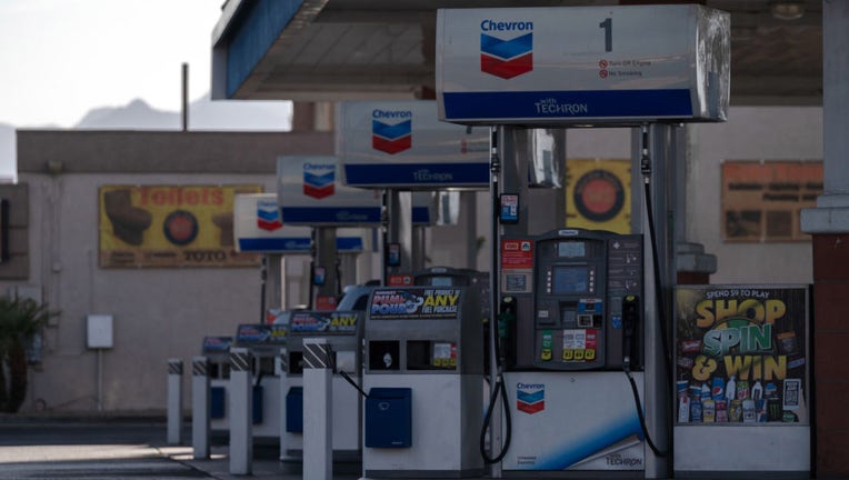 FILE - Vacant fuel pump stations at a Chevron gas station in Las Vegas, Nevada, US, on July 21, 2022. Photographer: Bridget Bennett/Bloomberg via Getty Images