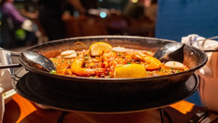 FILE - Paella with seafood including lobster, octopus and whole shrimp, is pictured in a file image dated November 10, 2021. (Photo by Gado/Getty Images)