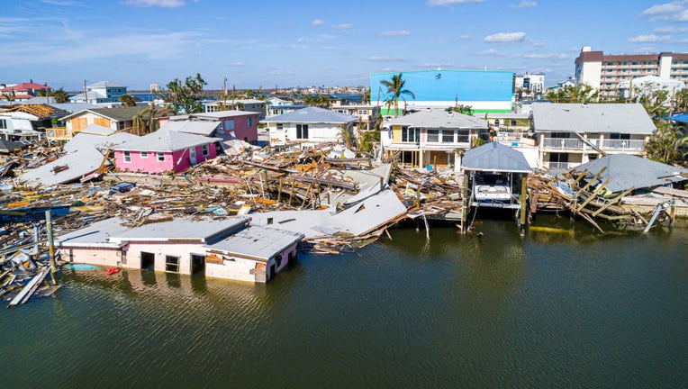 FILE - An aerial view of damaged property after Hurricane Ian in Fort Myers, Florida. (Photo by: Jeffrey Greenberg/Universal Images Group via Getty Images)