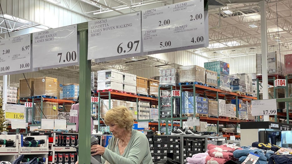 FILE - A customer shops for clothing at a Costco store on August 31, 2023, in Novato, California. (Photo by Justin Sullivan/Getty Images)