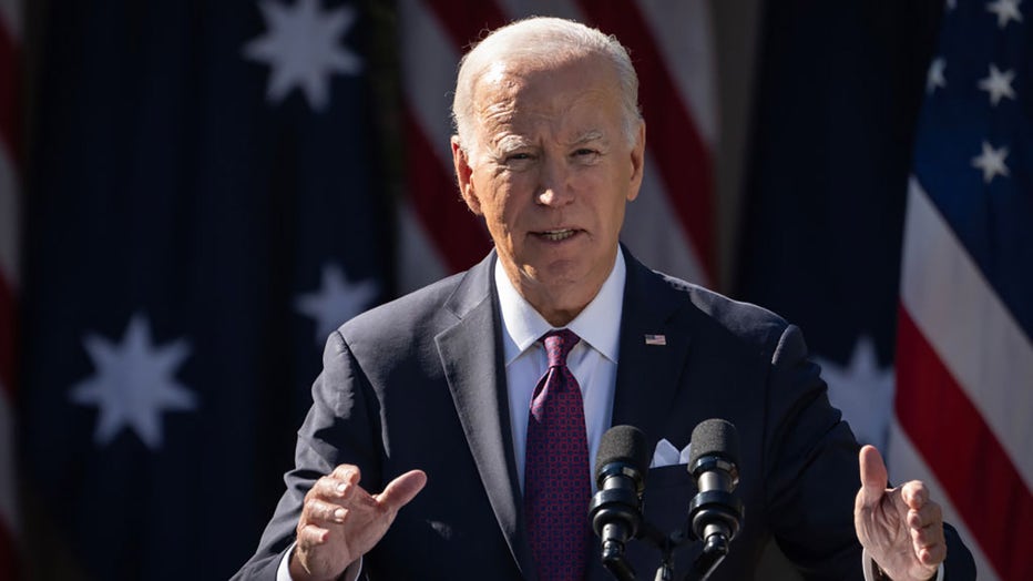 FILE - U.S. President Joe Biden holds a press conference with Prime Minister of Australia Anthony Albanese the Rose Garden at the White House on October 25, 2023, in Washington, DC. (Photo by Drew Angerer/Getty Images)