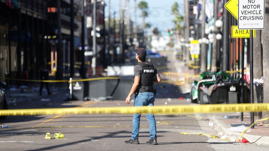 The Tampa Police Department and the Hillsborough County Sheriffs Office investigates a fatal shooting in the Ybor City neighborhood on October 29, 2023 in Tampa, Florida. (Photo by Octavio Jones/Getty Images)