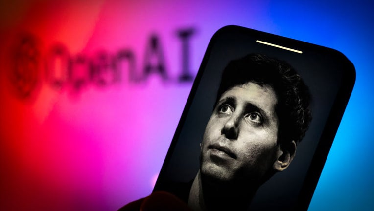 An effigy of OpenAI CEO Sam Altman is seen on a mobile device screen in this illustration photo taken on Nov. 21, 2023. (Photo by Jaap Arriens/NurPhoto via Getty Images)
