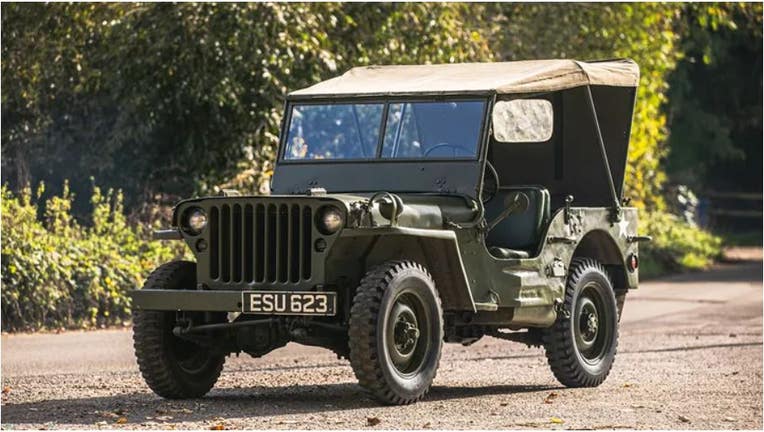 A 1944 Willys Jeep featured in various Steven Spielberg movies and television series is going up for auction. (Iconic Auctioneers / Fox News)