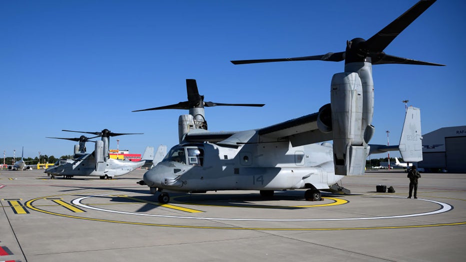 FILE IMAGE - Two U.S. Navy Bell-Boeing V-22 Osprey aircraft are pictured. (Photo by Bernd von Jutrczenka/picture alliance via Getty Images)