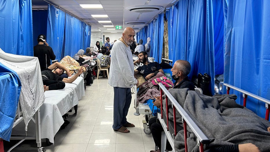Patients and internally displaced people are pictured at Al-Shifa hospital in Gaza City on November 10, 2023, amid ongoing battles between Israel and the Palestinian Hamas movement. (Photo by AFP) (Photo by -/AFP via Getty Images)