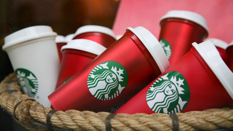 FILE - The Starbucks coffee shop logo is seen on the street in Krakow, Poland, on November 23, 2023. (Photo by Klaudia Radecka/NurPhoto via Getty Images)