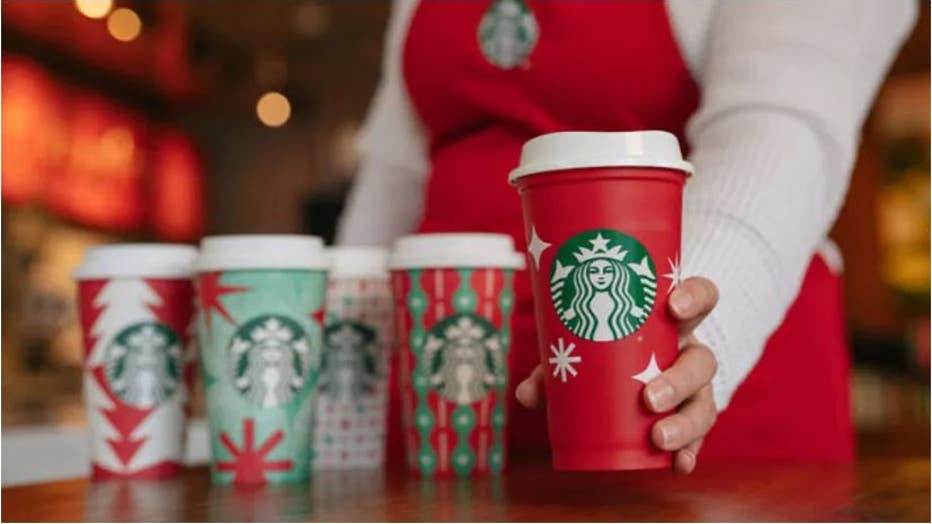 The 2022 Starbucks reusable red cup is pictured. (Credit: Starbucks)