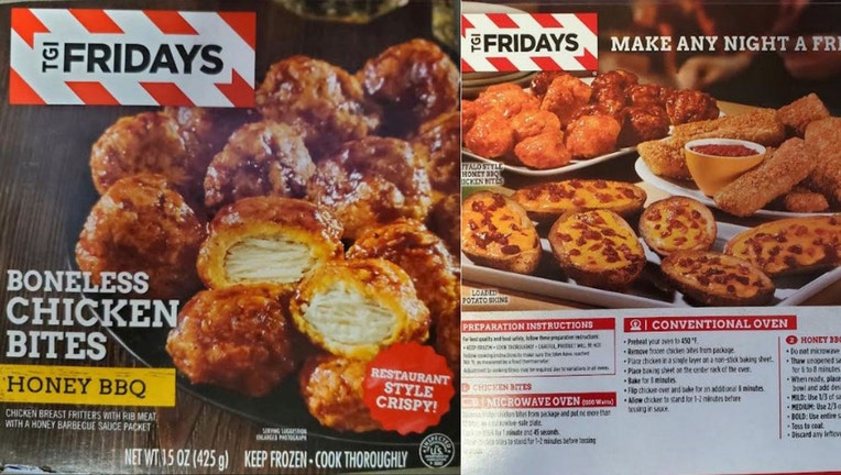 The recalled TGI Fridays boneless chicken bites are pictured in provided images. (Credit: U.S. Department of Agricultures Food Safety and Inspection Service)