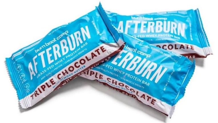 The recalled Burn Boot Camp Afterburn Grass-Fed Whey Protein Bars (60 grams) Triple Chocolate Almond flavor have the lot codes 181, 184 and 187. (Credit: Provided/FDA)
