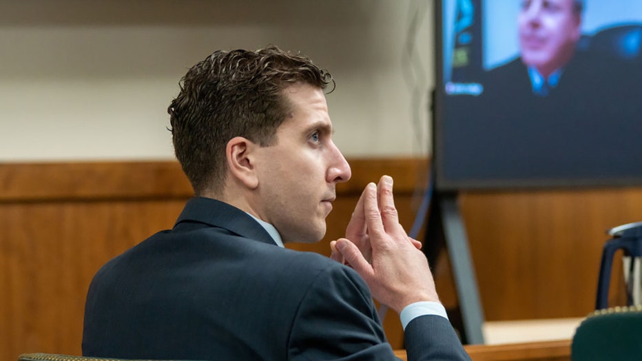 FILE - Bryan Kohberger listens to arguments during a hearing to overturn his grand jury indictment on Oct. 26, 2023, in Moscow, Idaho. Kohberger, a former criminology PhD student, was indicted earlier this year in the November 2022 killings of Madison Mogen, 21; Kaylee Goncalves, 21; Xana Kernodle, 20; and Ethan Chapin, 20, in an off-campus apartment near the University of Idaho. (Photo by Kai Eiselein-Pool/Getty Images)