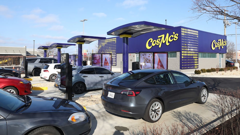 Customers place their orders at CosMc's, a concept restaurant recently launched by McDonald’s on December 11, 2023 in Bolingbrook, Illinois. (Photo by Scott Olson/Getty Images)