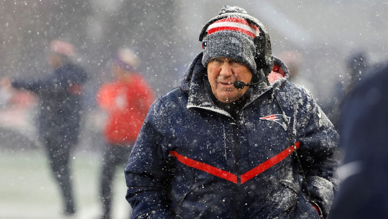 New England Patriots head coach Bill Belichick looks on in the first half at Gillette Stadium on Jan. 7, 2024, in Foxborough, Massachusetts. (Photo by Winslow Townson/Getty Images)
