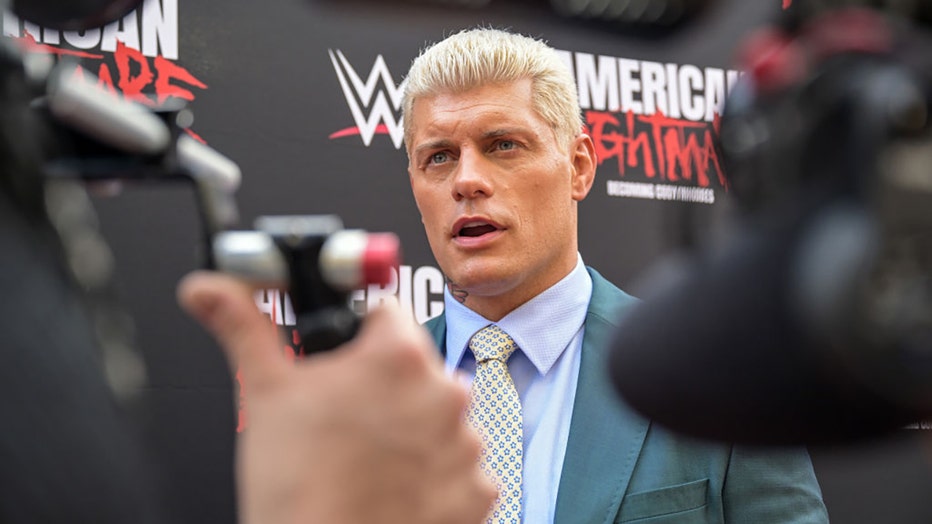WWE Superstar Cody Rhodes arrives on the red carpet for the premiere of the Peacock original WWE documentary "American Nightmare: Becoming Cody Rhodes" on July 18, 2023, in Sandy Springs, Georgia. (Photo by WWE via Getty Images)
