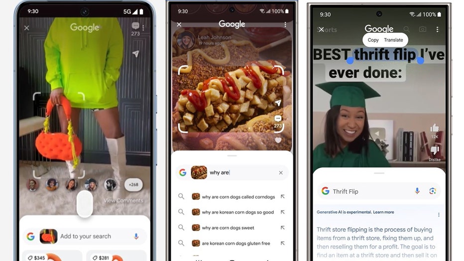 Google’s new Circle to Search tool can help users quickly identify items or topics/concepts in a photo or video without having to leave the app and switch over to a mobile internet browser. (Credit: Google)