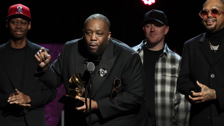 Killer Mike accepts the "Best Rap Song" award for "Scientists & Engineers" onstage during the 66th GRAMMY Awards at Peacock Theater on Feb. 4, 2024, in Los Angeles, California. (Photo by Leon Bennett/Getty Images for The Recording Academy)