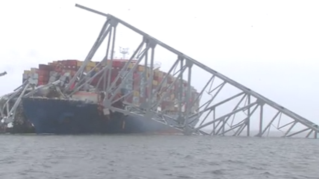 Baltimore Key Bridge cleanup continues amid heavy rain, wind