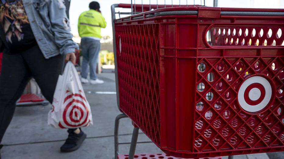 FILE - Shopping carts at a Target store on Sept. 28, 2023. Photographer: David Paul Morris/Bloomberg via Getty Images
